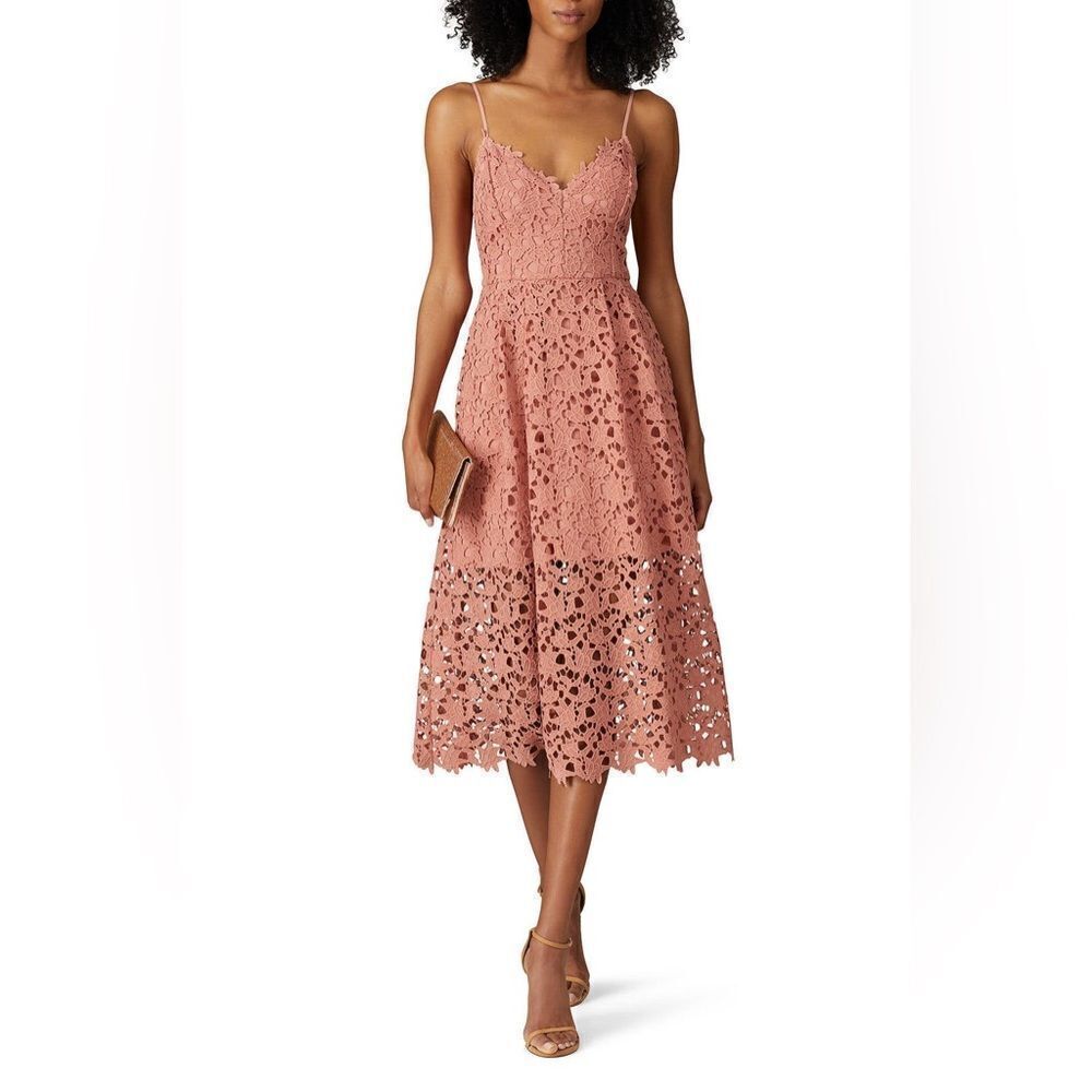 ASTR THE LABEL CORAL PINK LACE A LINE MIDI DRESS SIZE SMALL EUC